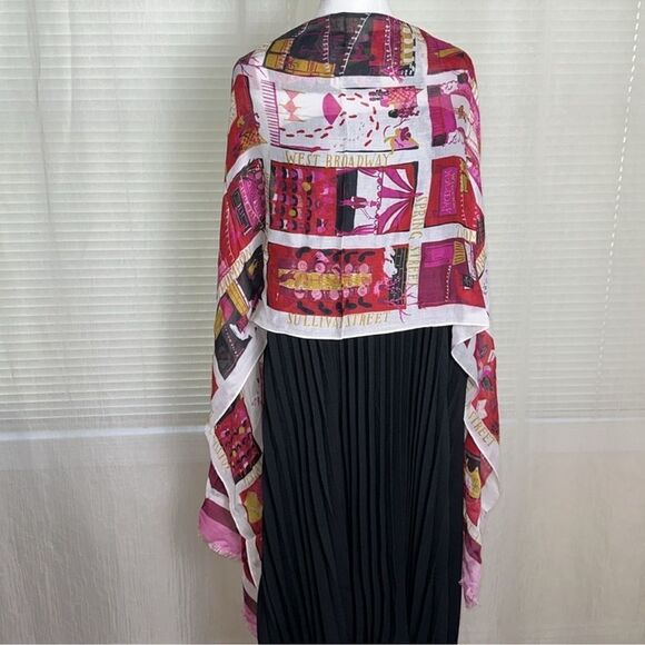 kate spade Pink Multi Holiday Rooftops Oblong Fringe Hem Scarf - Picture 7 of 13